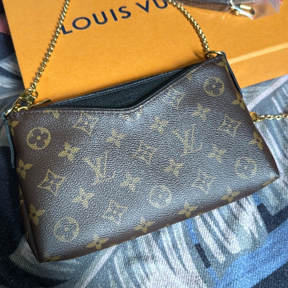 Pallas Louis Vuitton Brown and Gold Crossbody Bag/Clutch